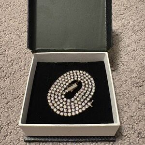 Men's Gold and Silver Bracelet - GLD Tennis Necklace Gold Chain With Diamonds